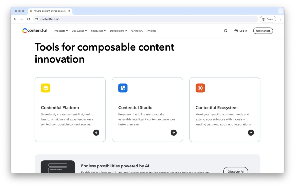 Contentful tool for headless CMS and content management in SaaS strategy