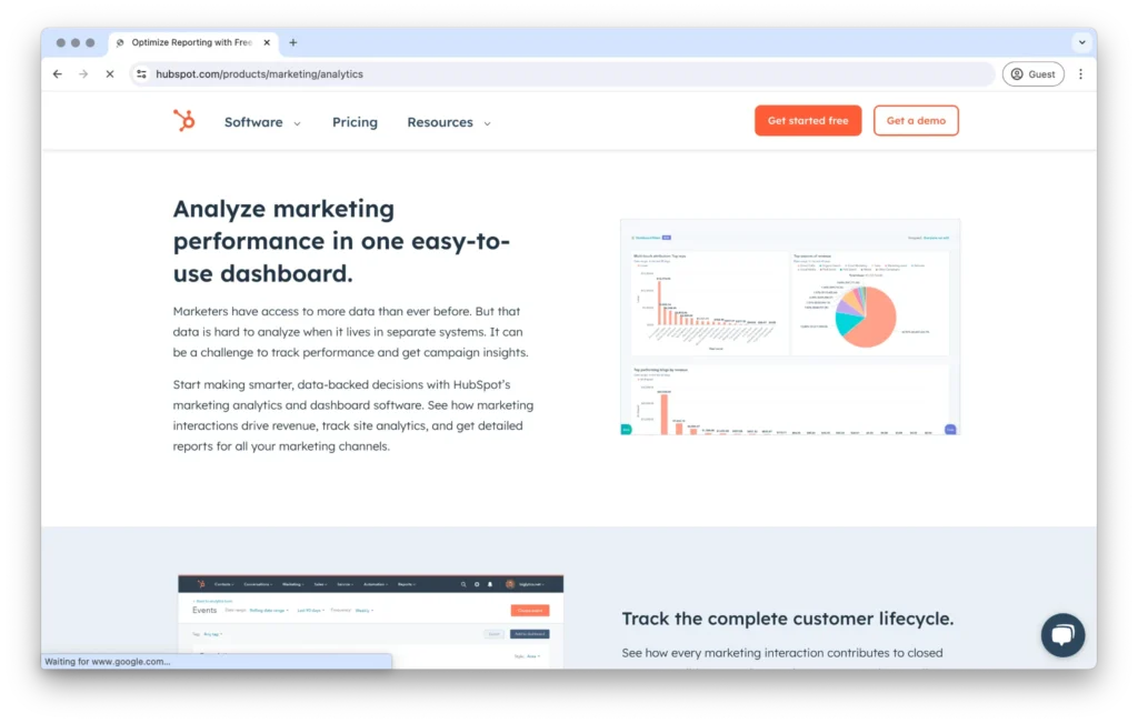 HubSpot Analytics tool for measuring and analyzing marketing performance in SaaS content strategy